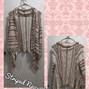 Striped Drape-front Cardigan